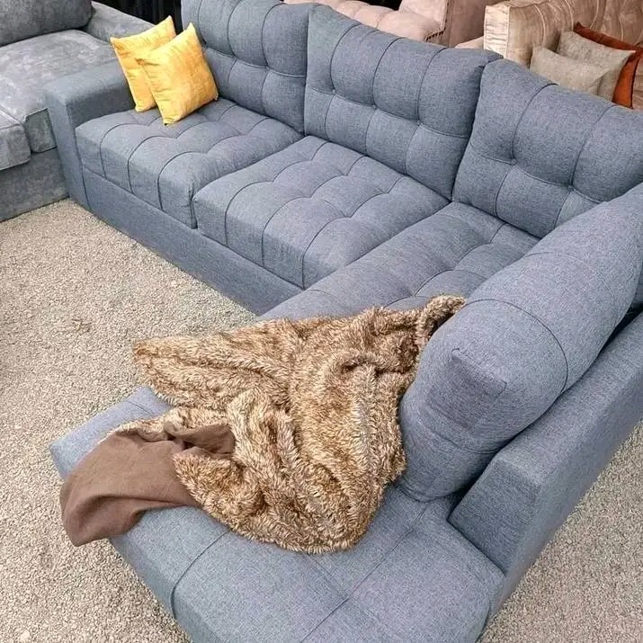 Dark Gray Spring cushion L shape sofa set