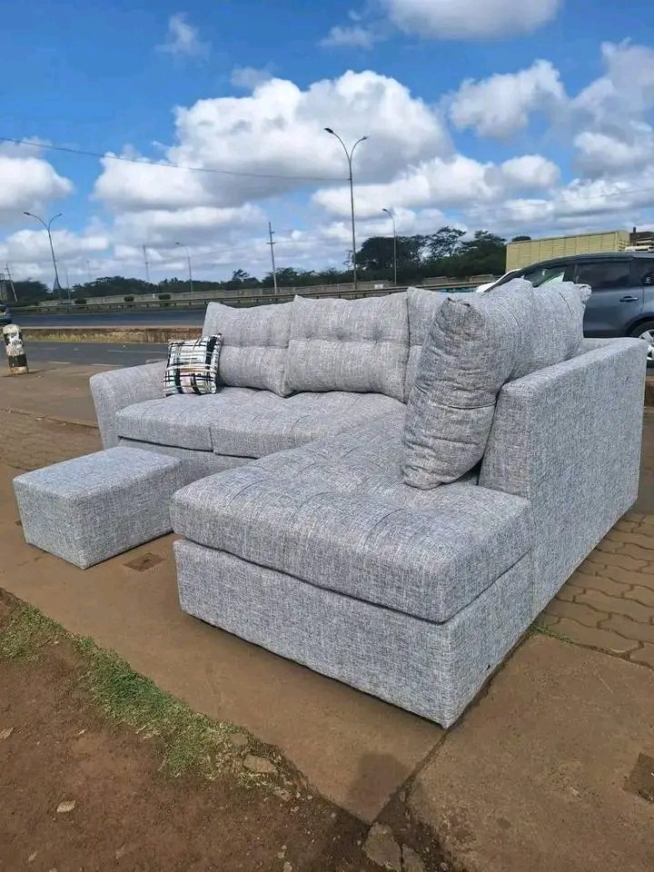 Gray Spring cushion L shape sofa set